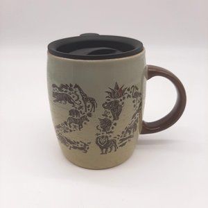 Disney Parks Animal Kingdom 20th Anniversary Coffee Mug Cup Travel Lid Brown